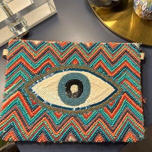 Colorful Beaded Eye Clutch